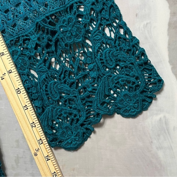 UMGEE Crochet Knit Tunic Cover-Up Womens L Boho Beach Hippie Turquoise Blue - Picture 16 of 16